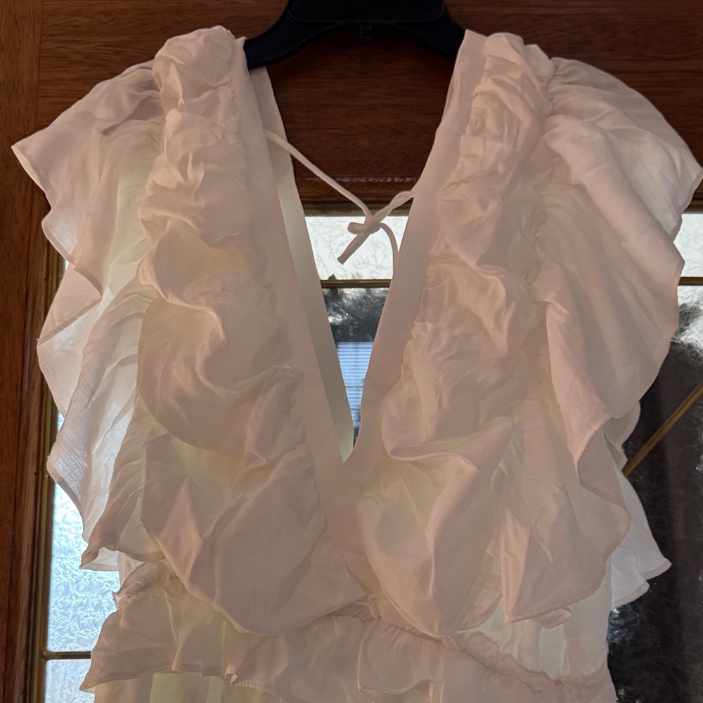 Glam Ivory Ruffled Mini Dress - Picture 2 of 6